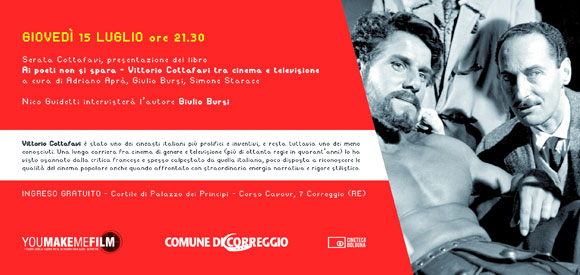 Giovedì 15 luglio ore 21.30 - Serata Cottafavi, presentazione del libro 'Ai poeti non si spara - Vittorio Cottafavi tra cinema e televisione'